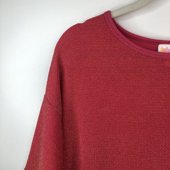 XS New Lularoe Irma Red Pink Gold - Picture 3 of 6